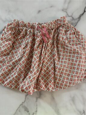 Mini Boden Floral Pink and Green Cotton Skirt